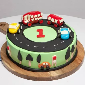 Race Track First Birthday Customized Fondant Cake