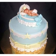 Baby in The Crib Fondant Cake
