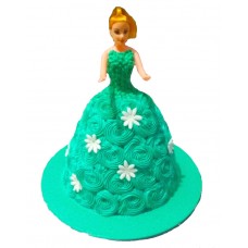 Barbie Doll Cake with Green Roses Dress