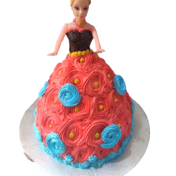 Barbie Doll Cake with Red Roses Dress