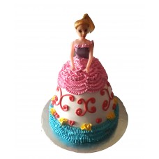 Blue & Pink Barbie Doll Cake