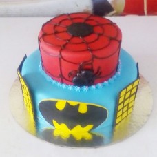 Spiderman & Batman Theme Fondant Cake