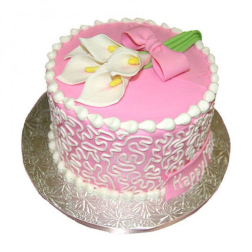 Lily Flower Theme Cream Cake Delivery in Greater Noida