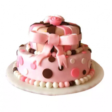 Elegant Pink Fondant Theme Cake