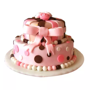 Elegant Pink Fondant Theme Cake