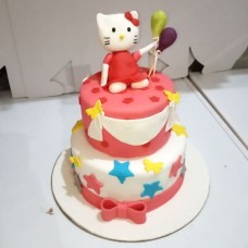 Hello Kitty Theme 2 Tier Fondant Cake