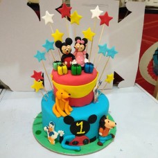 Mickey & Minnie Mouse Theme 2 Tier Fondant Cake
