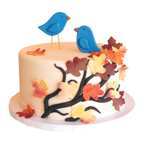 Fall Birds Fondant Cake Delivery in Greater Noida