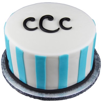 Monogram Stripes Fondant Cake