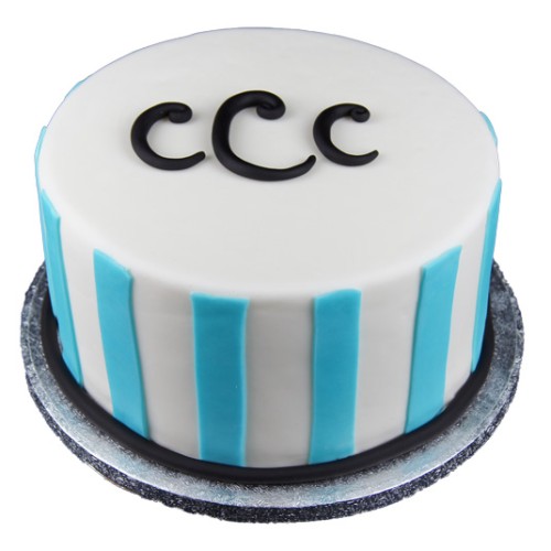 Monogram Stripes Fondant Cake Delivery in Greater Noida