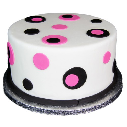 Pink Black Polka Dot Fondant Cake Delivery in Greater Noida
