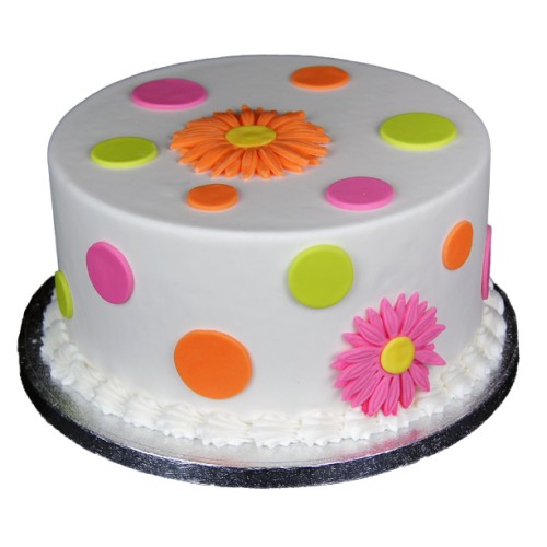 Polka Dot Daisy Fondant Cake Delivery in Greater Noida