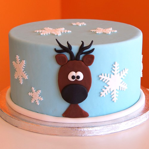 Raindeer Theme Fondant Cake Delivery in Greater Noida