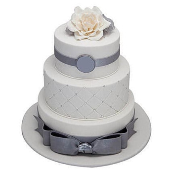 3 Tier Silver Anniversary Chocolate Cake