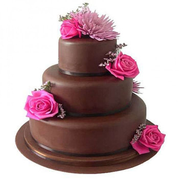 3 Tier Truffle Brown Fondant Cake