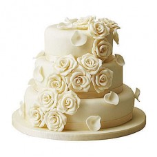 3 Tier White Rose Chocolate Wedding Cake