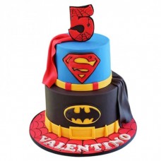 Batman & Superman Fondant Cake