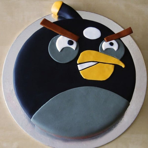Black Angry Bird Fondant Cake Delivery in Greater Noida