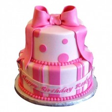 Cute Pink Gift Fondant Cake