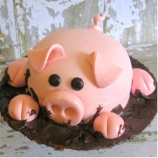Pig Shape Fondant Cake