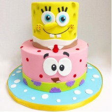 Sponge Bob and Patrick Fondant Cake