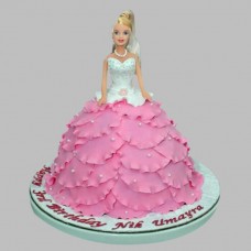 White & Pink Barbie Fondant Cake