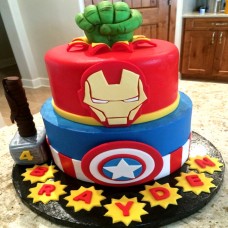 2 Tier Superhero Avengers Theme Cake