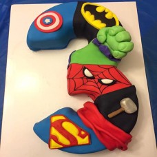 3 Number Avengers Fondant Cake