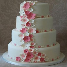 4 Tier Floral Wedding Fondant Cake