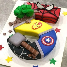 5 Number Avengers Customized Cake