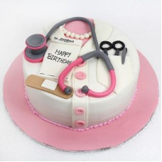 Ladies Doctor Theme Fondant Cake