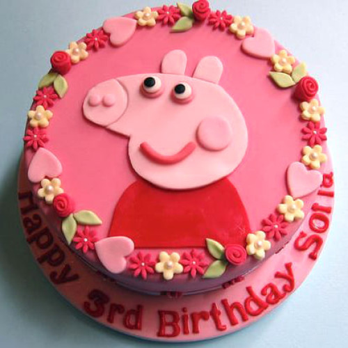 Pink Peppa Pig Fondant Cake Delivery in Greater Noida