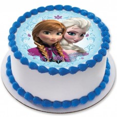 Disney Anna & Elsa Frozen Round Photo Cake