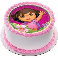 Dora Cartoon Round Photo Cake