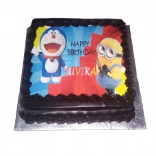 Doraemon & Minion Photo Cake