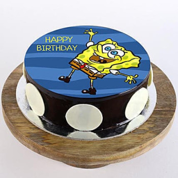 Happy SpongeBob Chocolate Photo Cake
