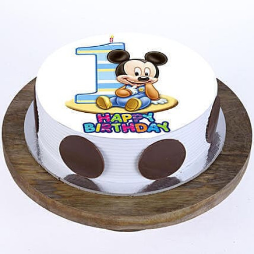 Mickey Mouse 1st Bday Pineapple Cake Delivery in Greater Noida