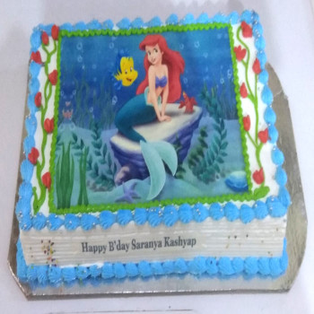 The Little Mermaid Cartoon Photo Cake