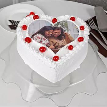 Pineapple Heart Shaped Photo Cake