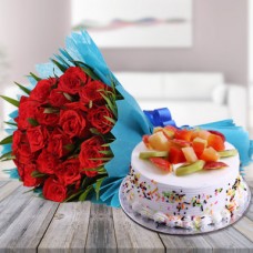 Red Roses N Fruity Treat Combo