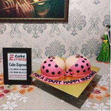 Polka Dots Pink Open Bra Fondant Cake
