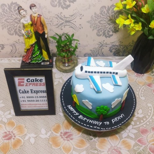 Airplane Theme Fondant Cake Delivery in Greater Noida