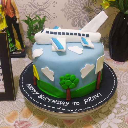 Airplane Theme Fondant Cake Delivery in Greater Noida