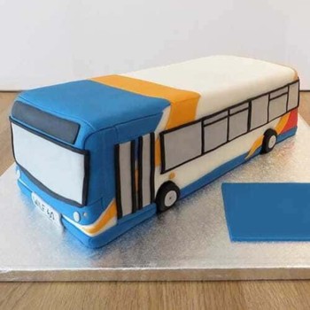 Bus Shape Birthday Fondant Cake Bus Shape Birthday Fondant Cake