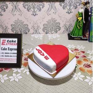 Red & White Love Fondant Cake
