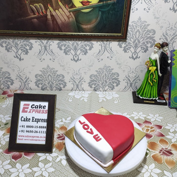 Red & White Love Fondant Cake