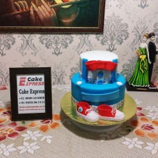 2 Tier Blue Baby Shower Fondant Cake