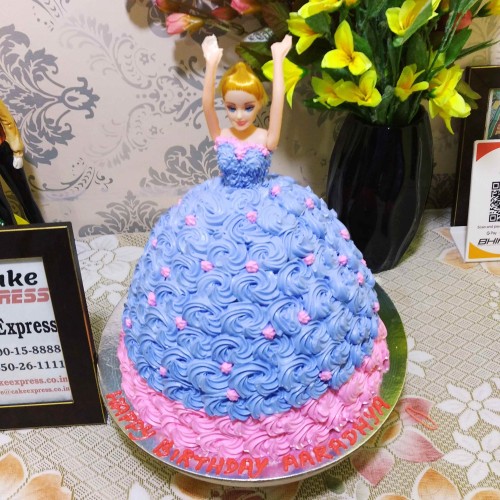 Barbie in Purple Floral Roses Cake Delivery in Greater Noida