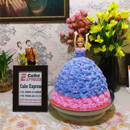 Barbie in Purple Floral Roses Cake Delivery in Greater Noida