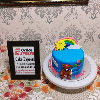 Rainbow Bear Fondant Cake